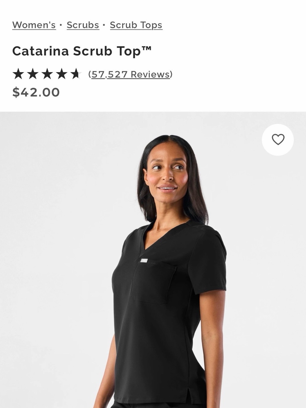 Figs Catarina Scrub Top - Black